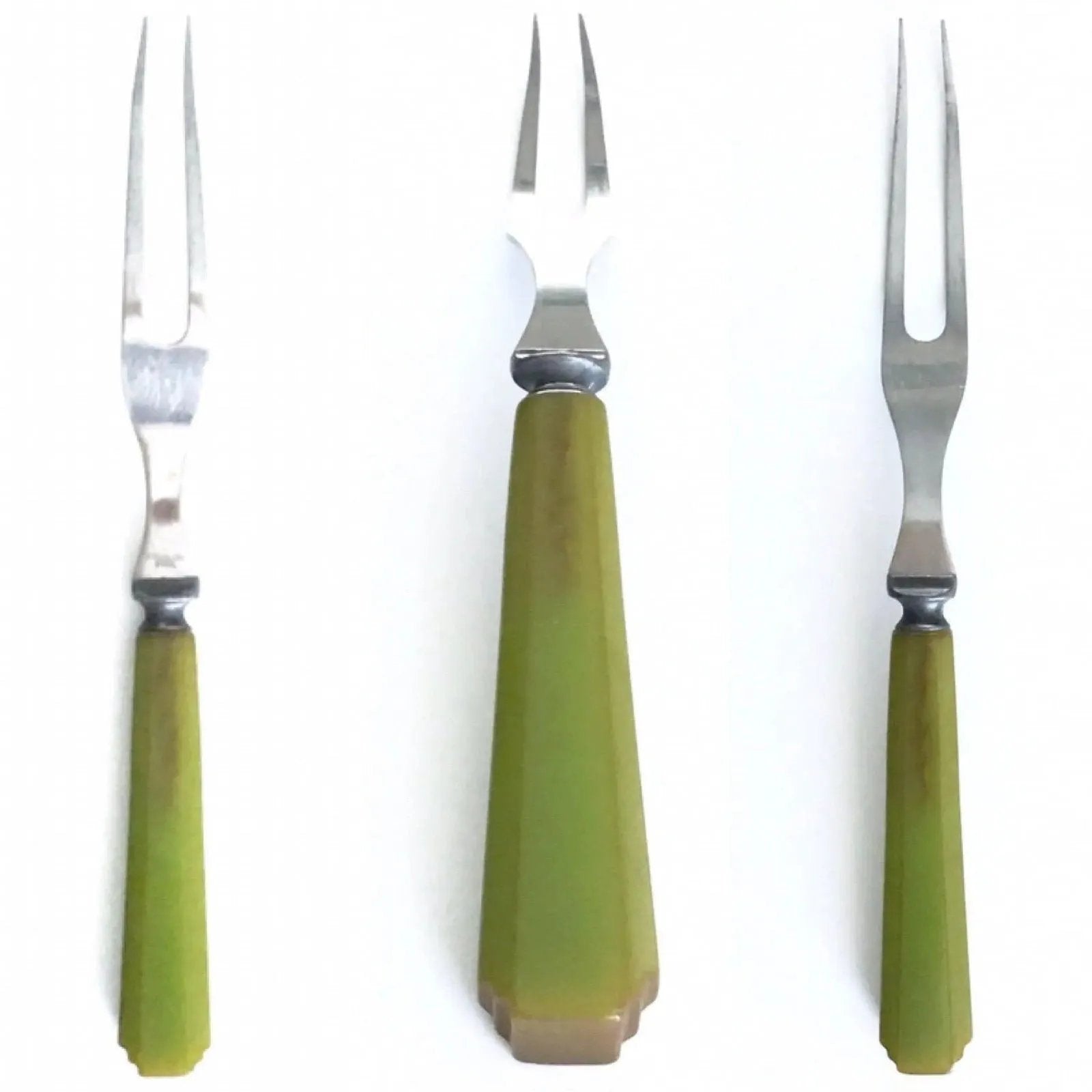 Art Deco Bakelite Meat Serving Fork Chunky Handle Vintage 10-Inch