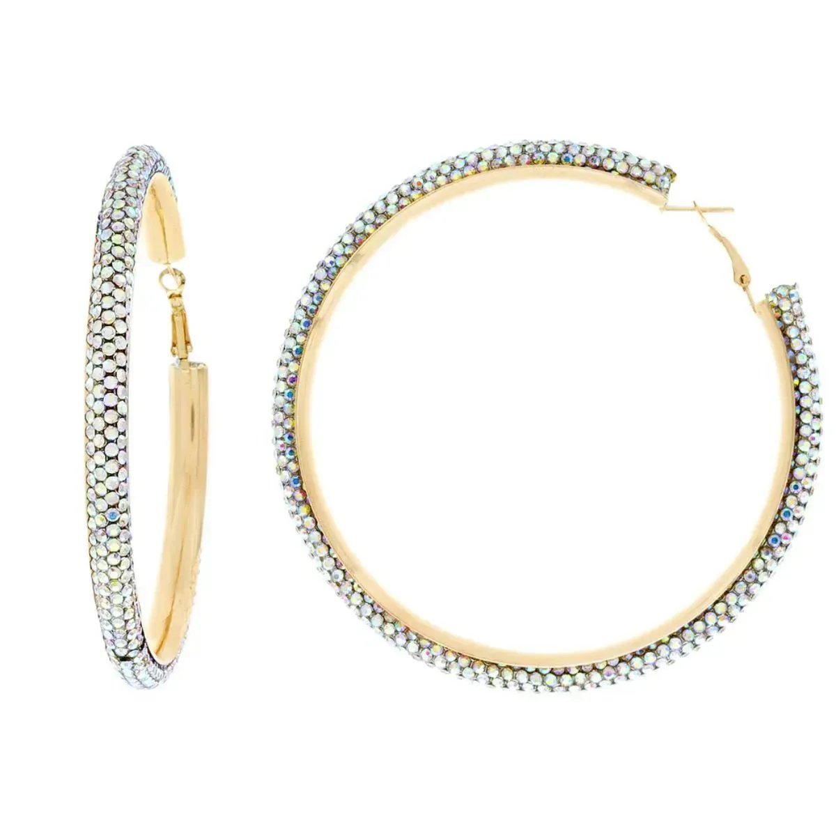 Aurora Borealis Rhinestone Hoop Earrings: Sparkle with Sophistication