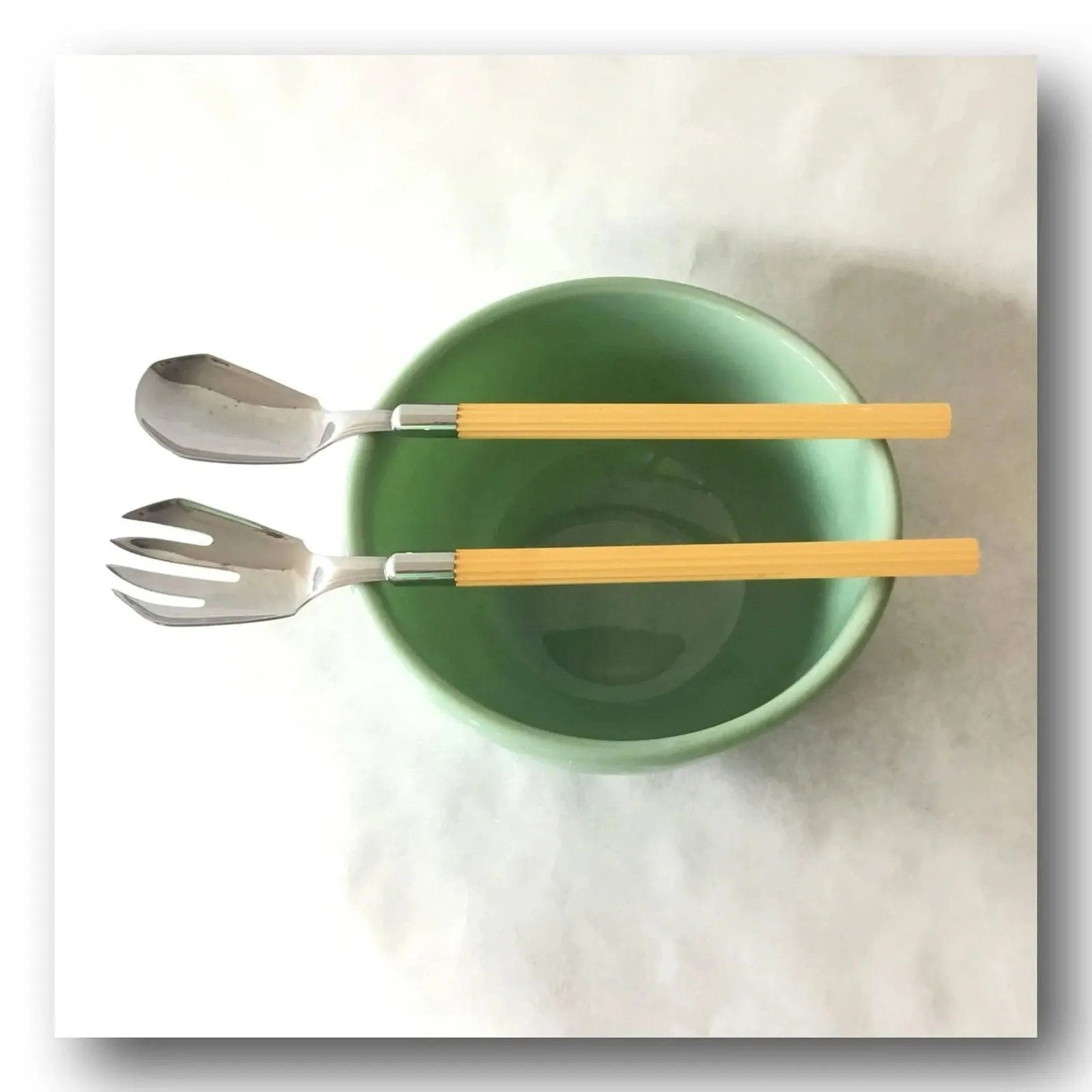 Bakelite Handles Salad Serving Set by Chase Brass & Copper Co USA