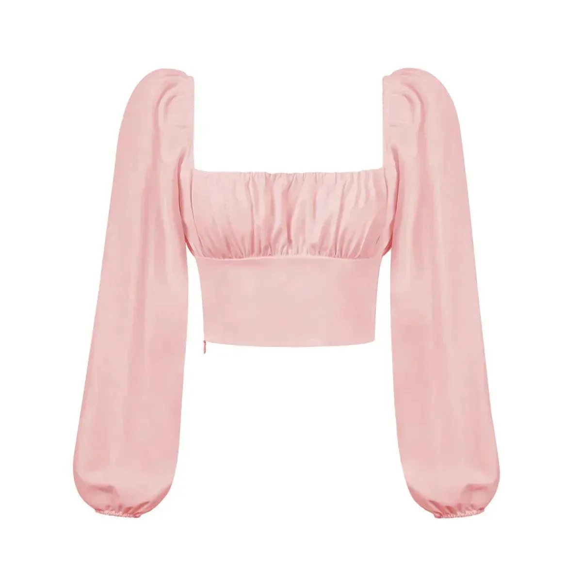Ballon Sleeve Square Neck Crop Top
