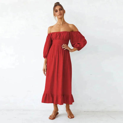 Balloon Sleeve Back-Bowknot Detail Maxi Dress Jewelry Bubble