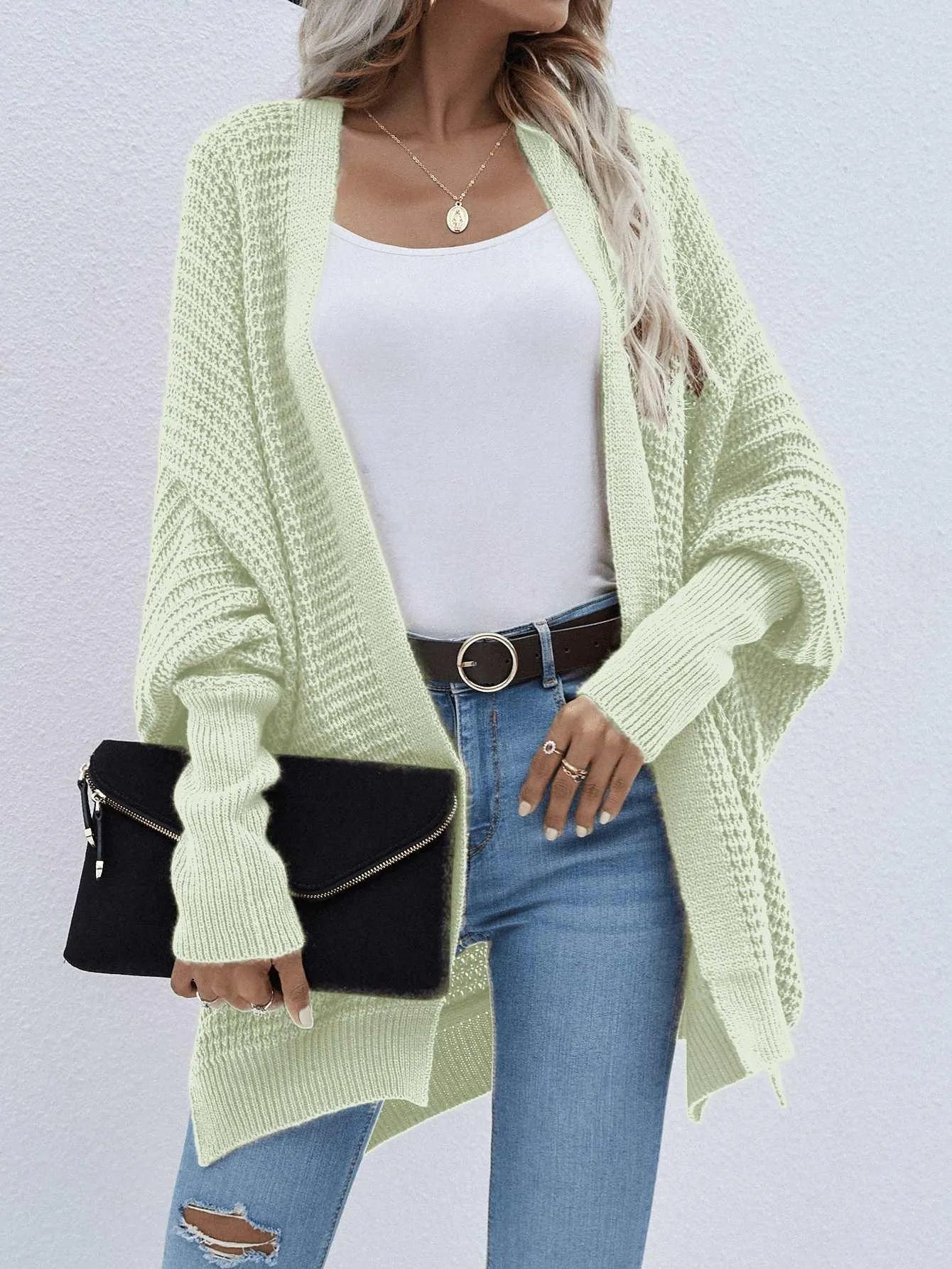 Batwing Sleeve Loose Knitted Cardigan Jewelry Bubble