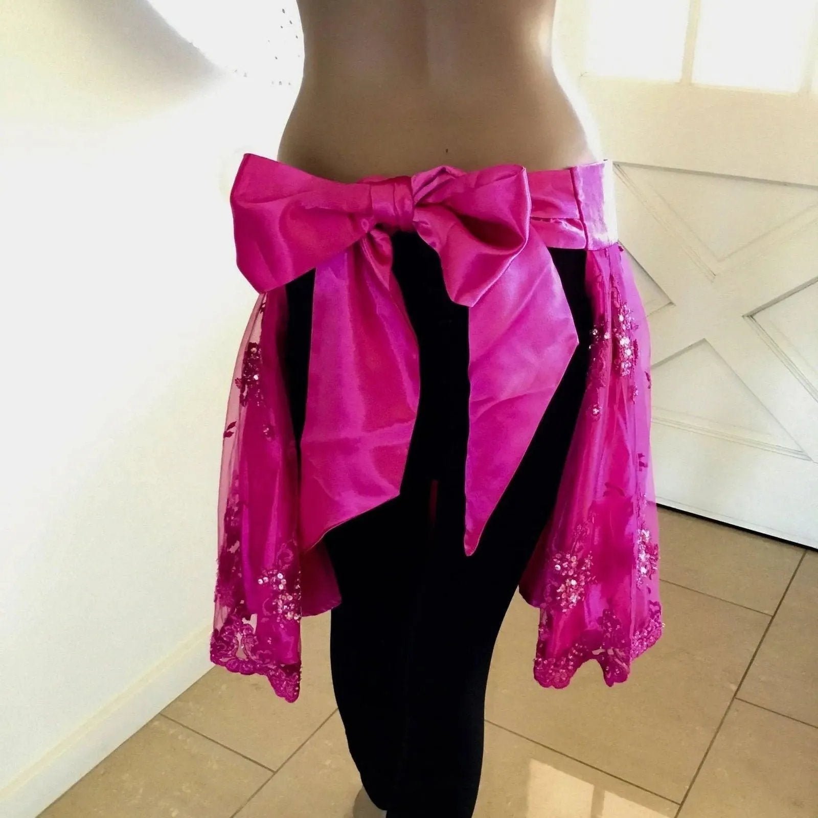 Beautiful Hot Pink Lace Half Apron by Heavenly Hostess