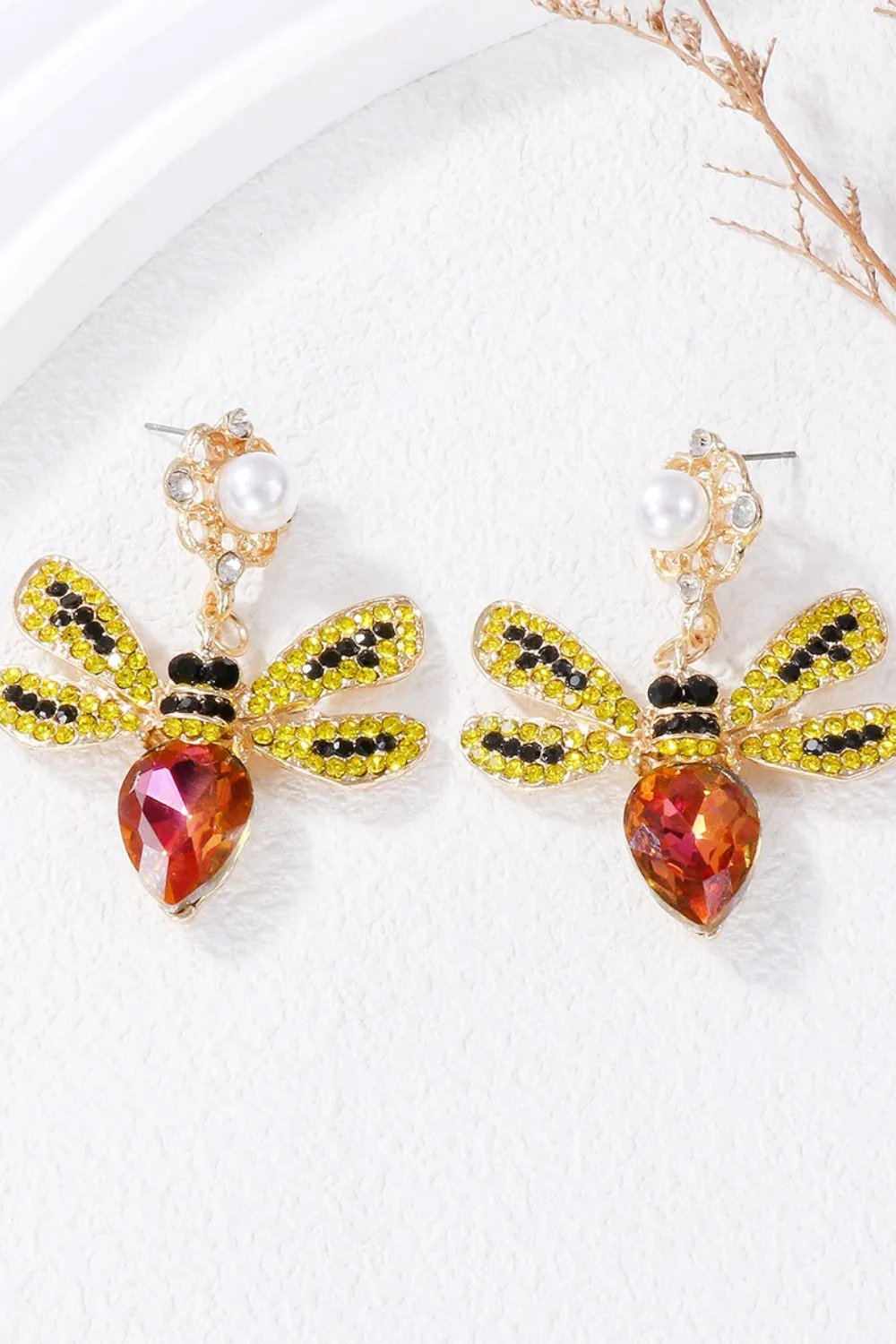 Bee Earrings - Vibrant Rhinestone Elegance | Unique Jewelry Statement