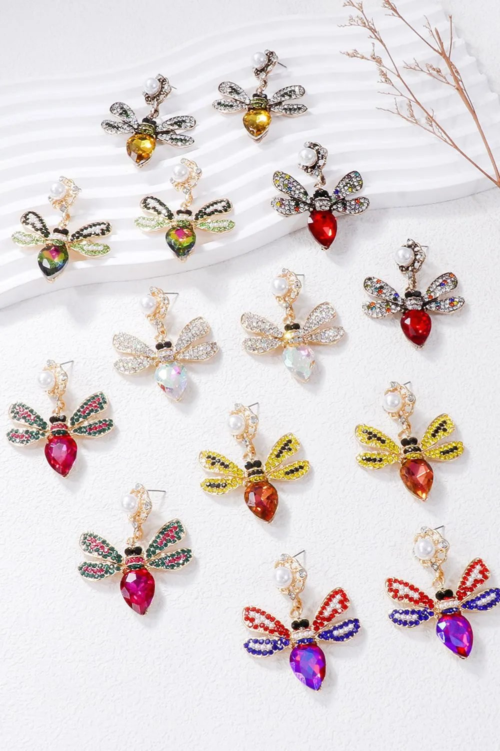 Bee Earrings - Vibrant Rhinestone Elegance | Unique Jewelry Statement