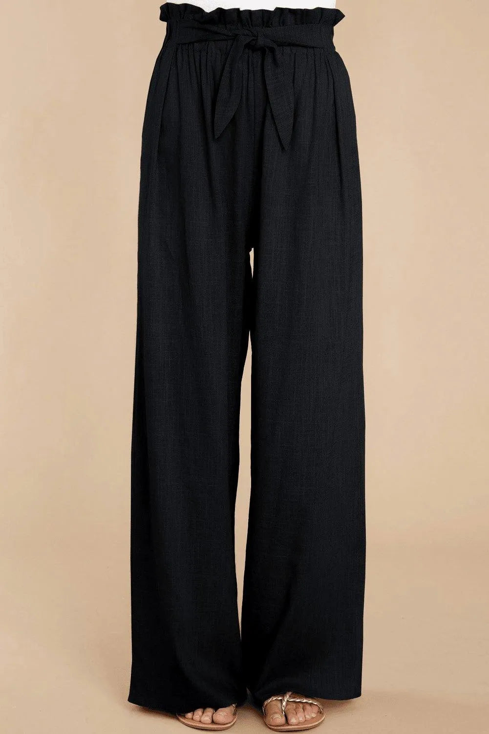 Black Casual High Waist Wide Leg Pants Jewelry Bubble