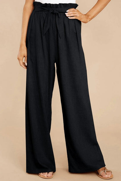 Black Casual High Waist Wide Leg Pants Jewelry Bubble