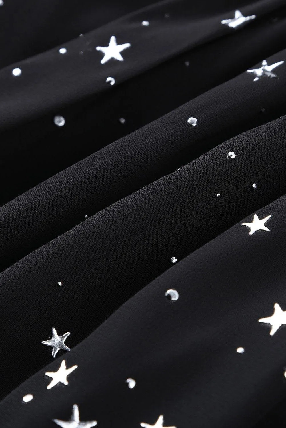 Black Glitter Stars V Neck Backless Ruffle Mini Dress Jewelry Bubble