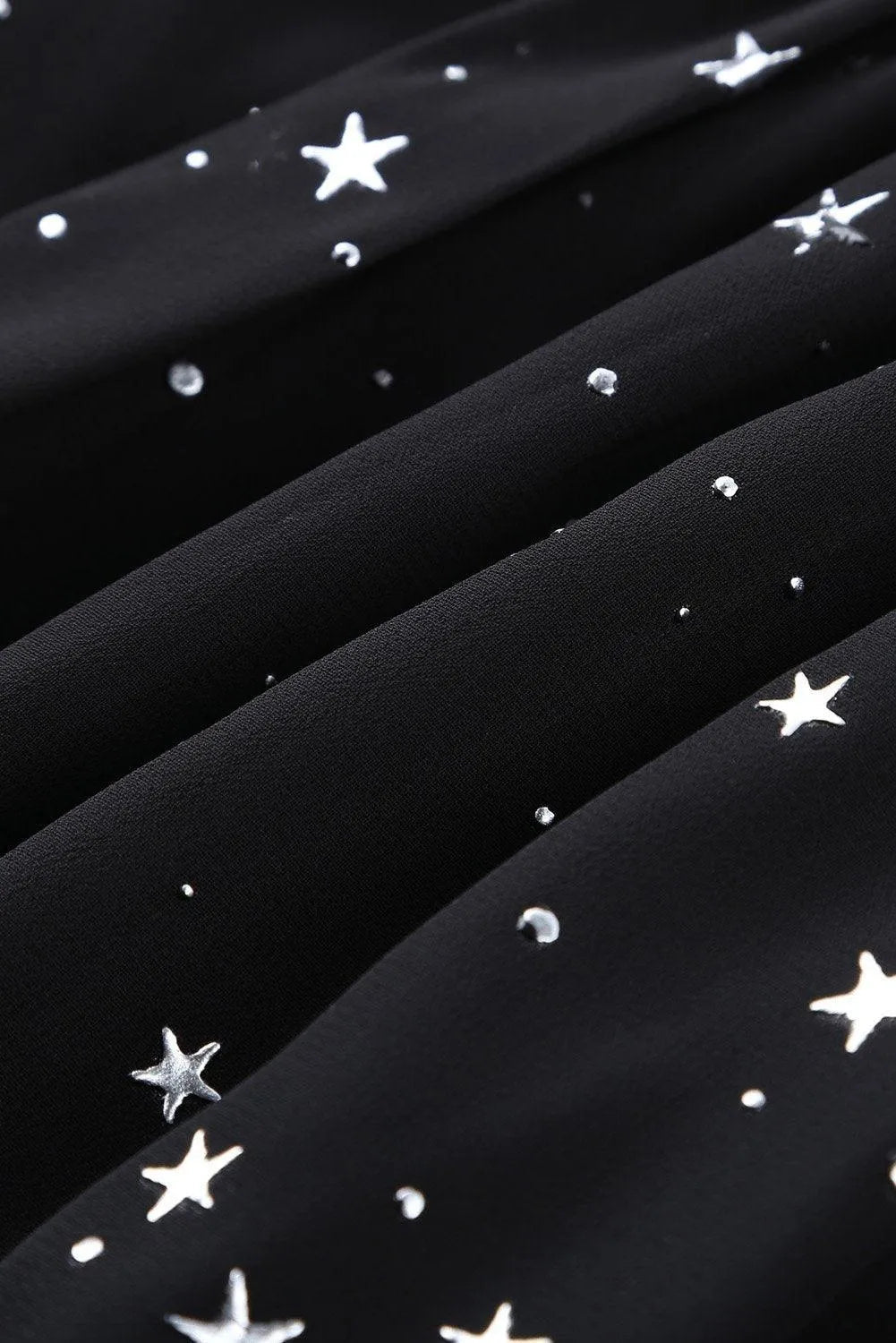 Black Glitter Stars V Neck Backless Ruffle Mini Dress Jewelry Bubble