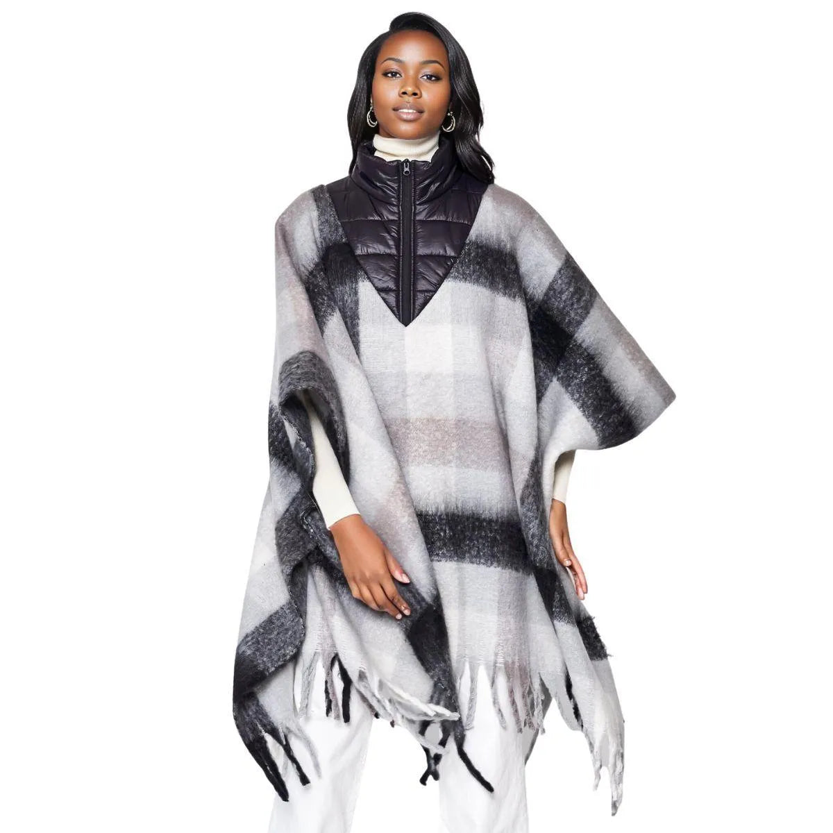 Black Plaid Fringe Poncho: Get cozy and fashionable this season Jewelry Bubble