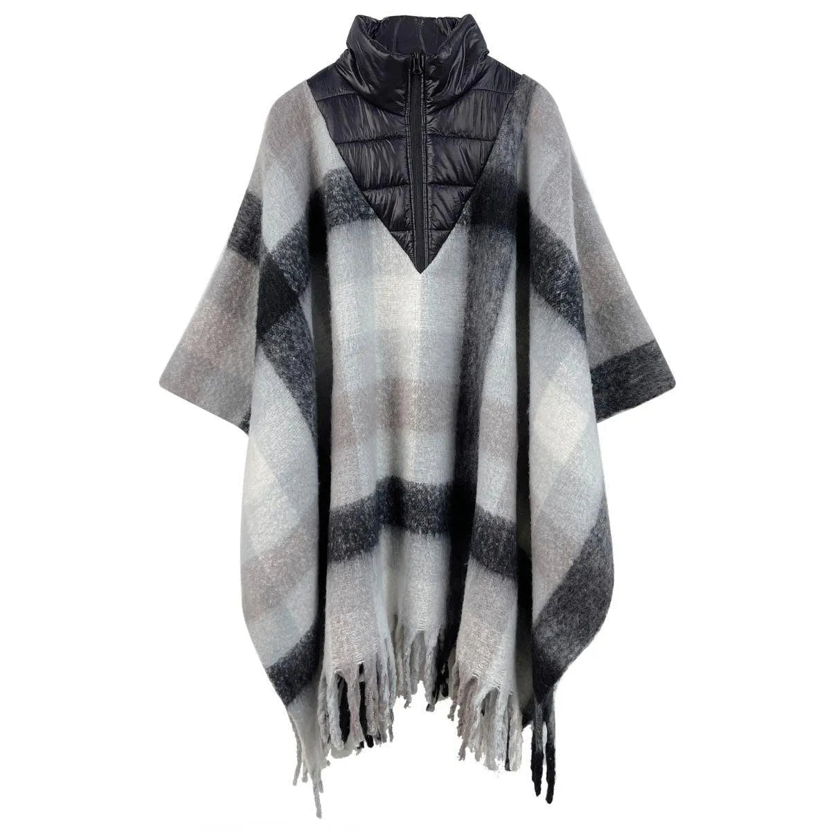 Black Plaid Fringe Poncho: Get cozy and fashionable this season Jewelry Bubble