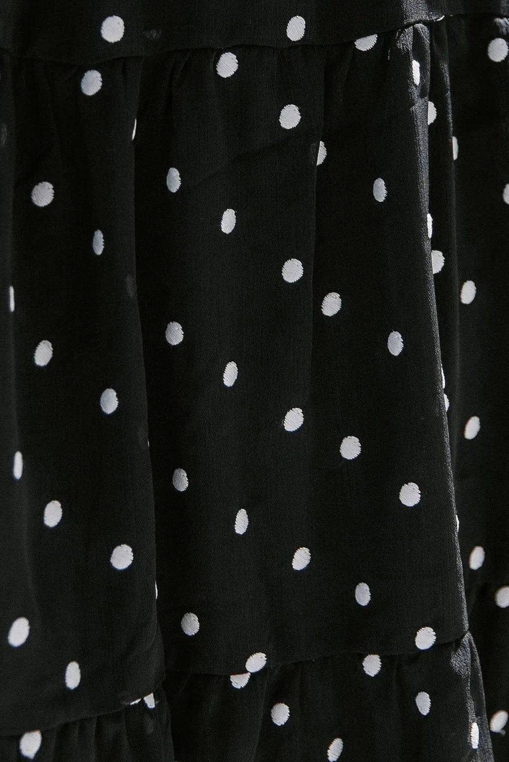 Black Polka Dot Tiered Swing Mini Dress