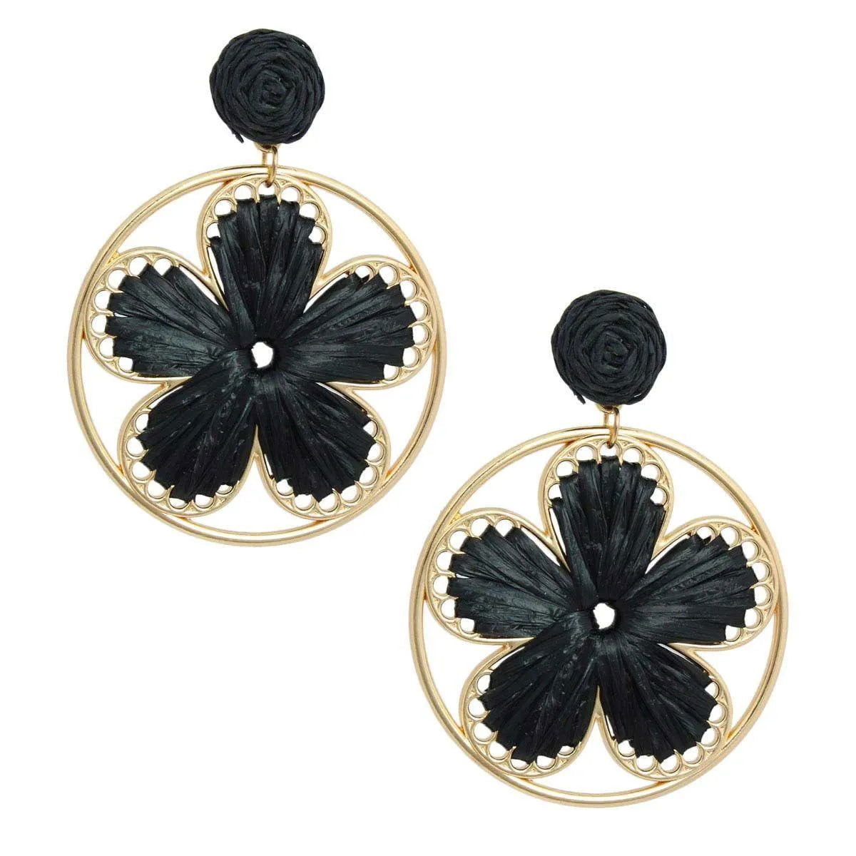 Black Raffia Flower Earrings: Stylish & Affordable Jewelry Bubble