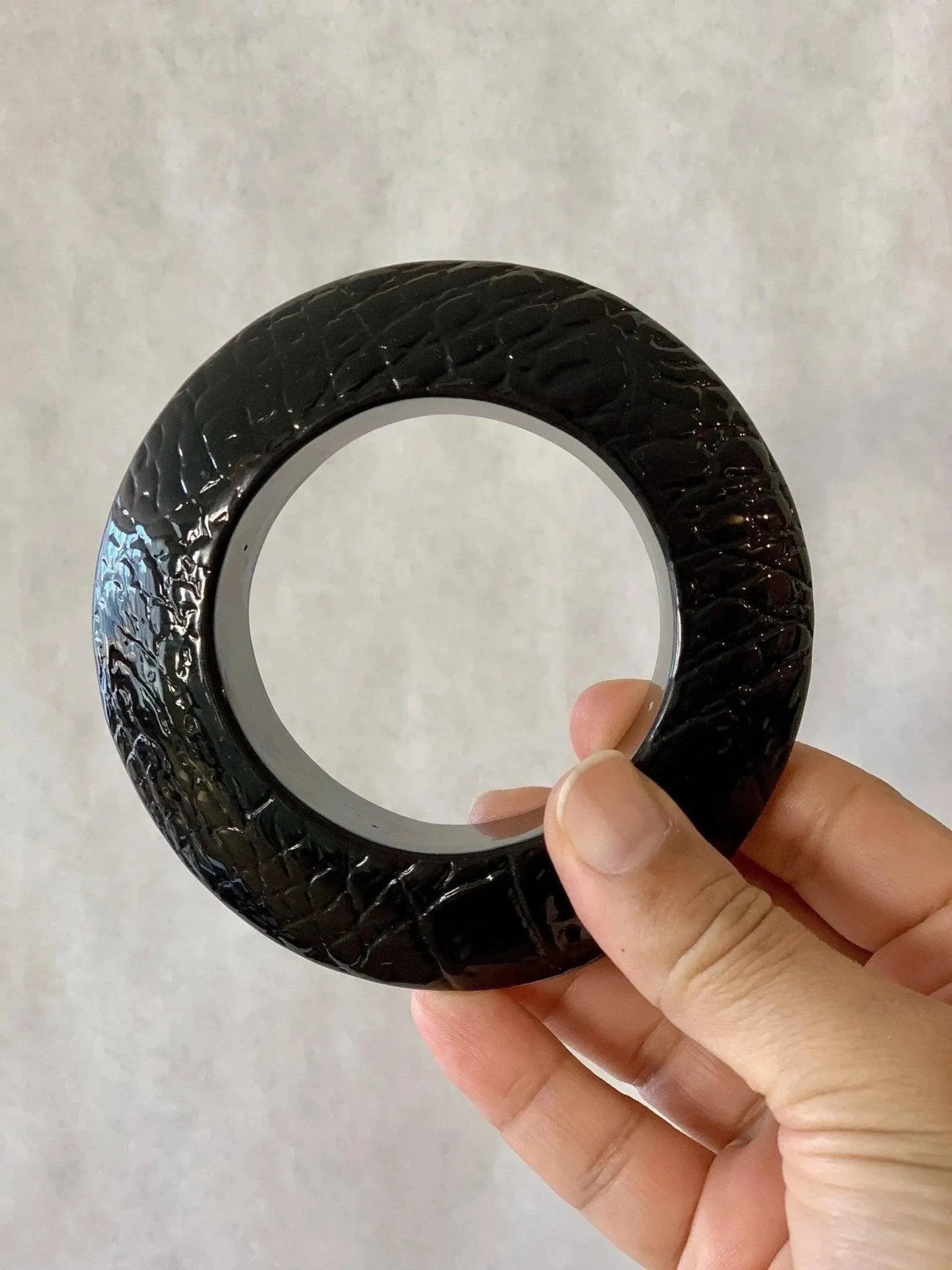 Black Resin Bangle Saucer Shaped