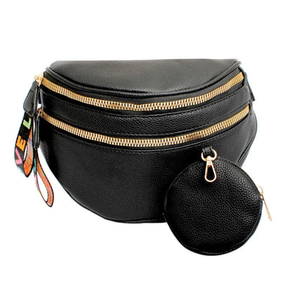 Black Saddle Style Crossbody Ladies Bag with Coin Pouch - Fashion Meets Function Jewelry Bubble