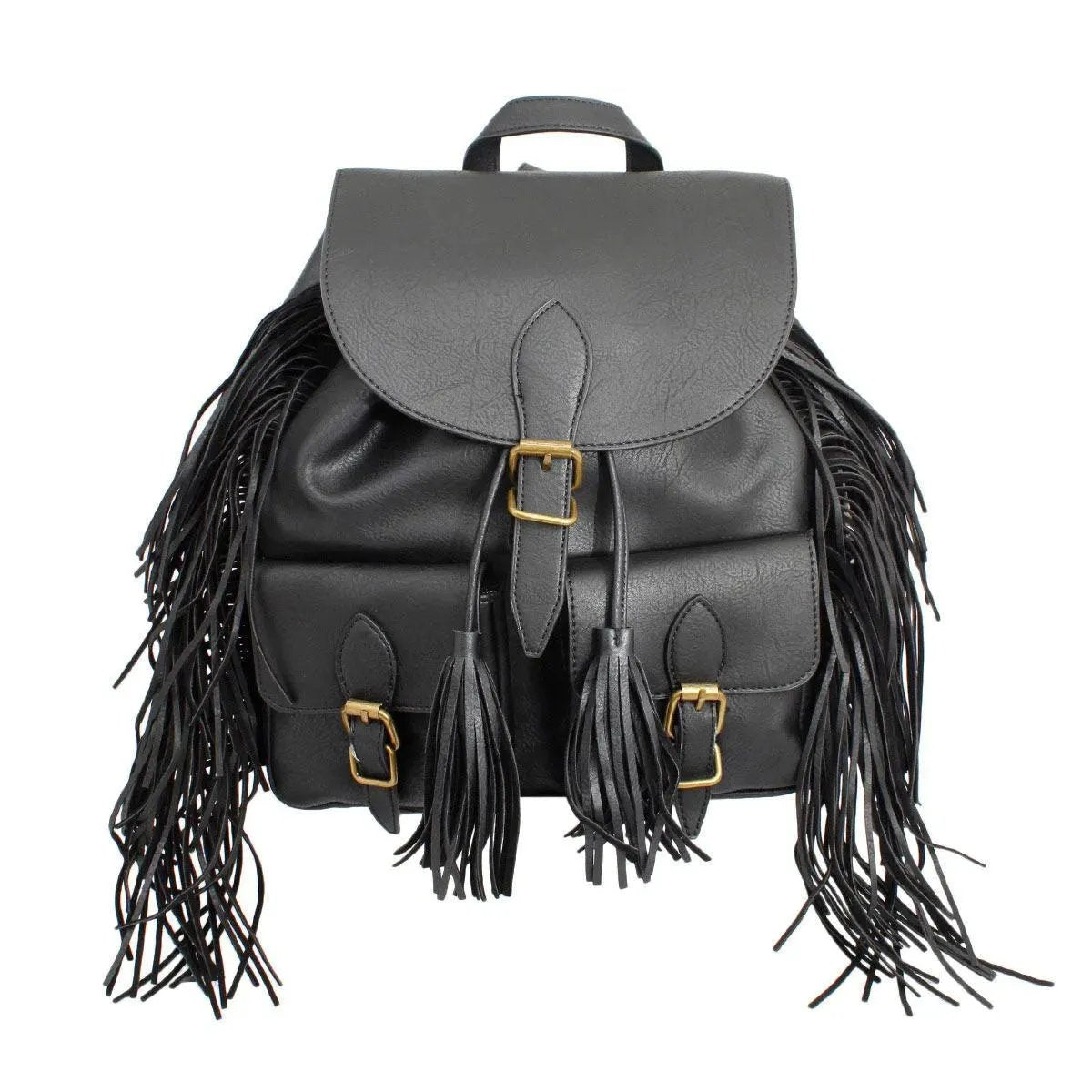 Black Soft Grain Vegan Faux Leather Women’s Backpack