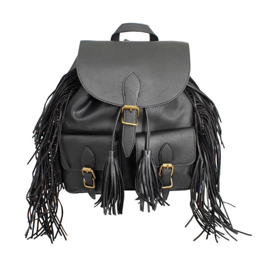 Black Soft Grain Vegan Faux Leather Women’s Backpack Pinktown