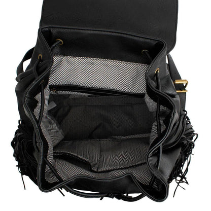 Black Soft Grain Vegan Faux Leather Women’s Backpack Jewelry Bubble