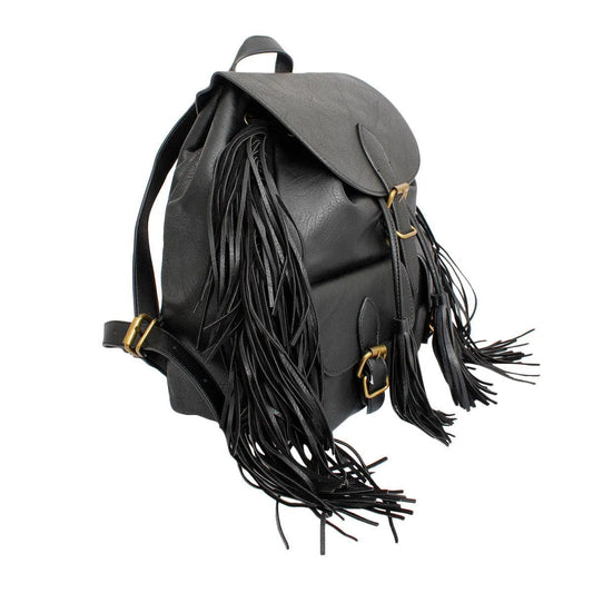 Black Soft Grain Vegan Faux Leather Women’s Backpack Pinktown