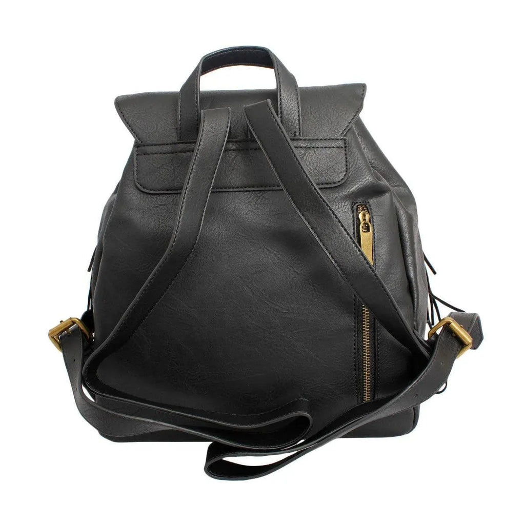 Black Soft Grain Vegan Faux Leather Women’s Backpack