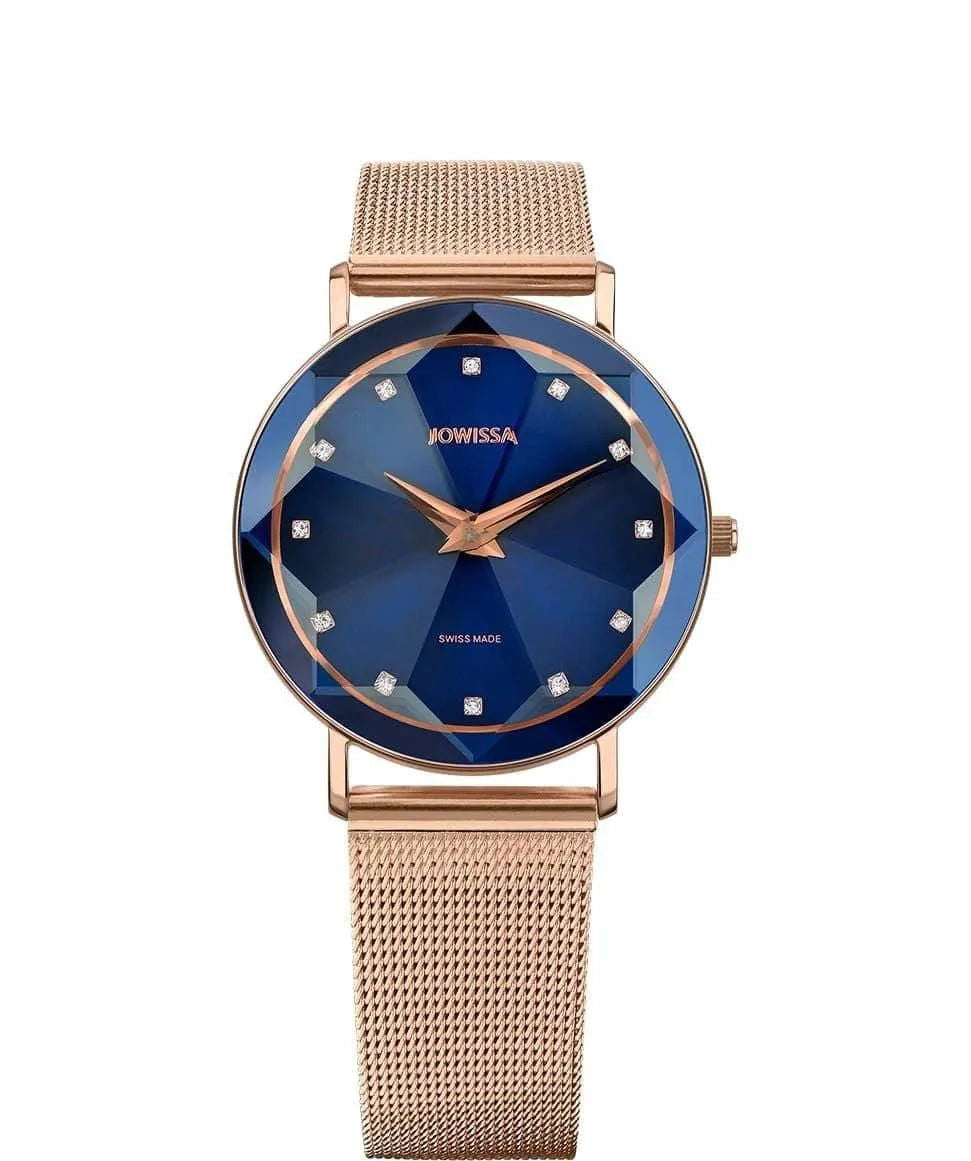 Blue Facet Swiss Ladies Watch Rose Gold Tone Bracelet - J5.613.L Jewelry Bubble