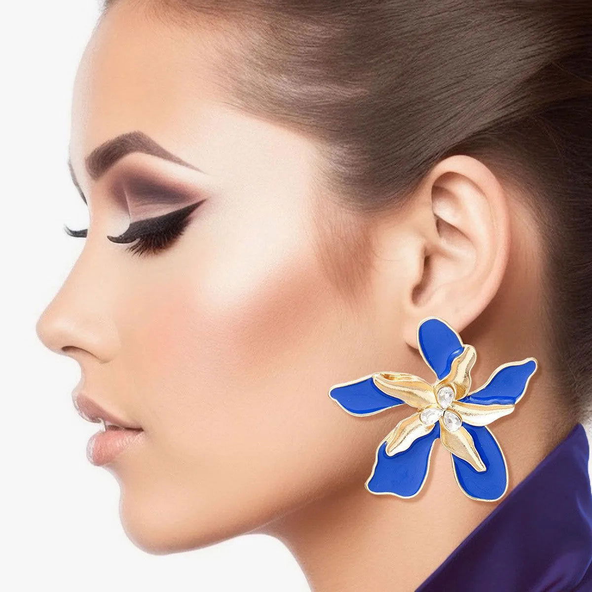 Blue Iris Stud Earrings - Stunning Fashion Jewelry Jewelry Bubble