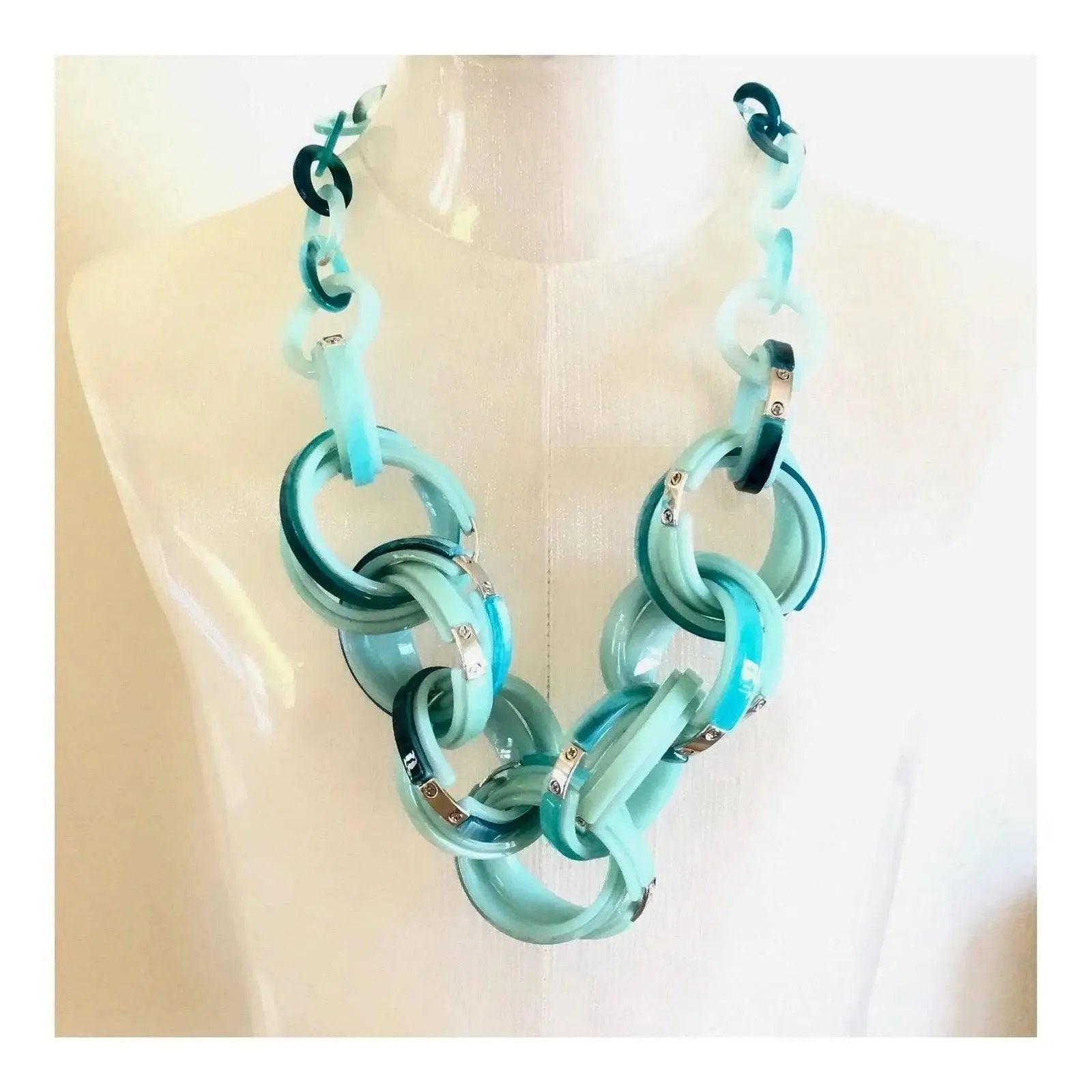 Blue Resin Jumbo Link Necklace