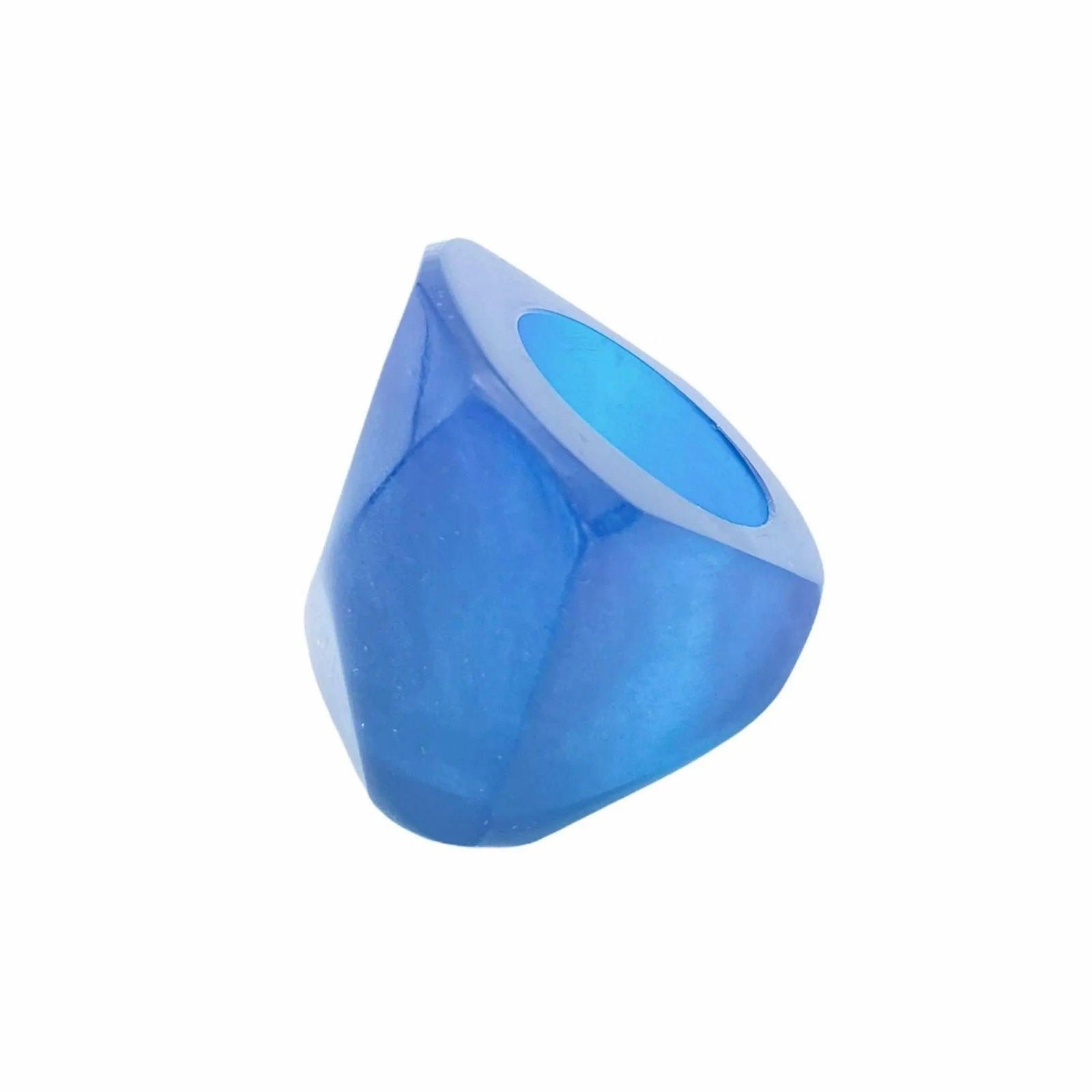 Blue Resin Square Pyramid Shape Modern Cocktail Ring Jewelry Bubble