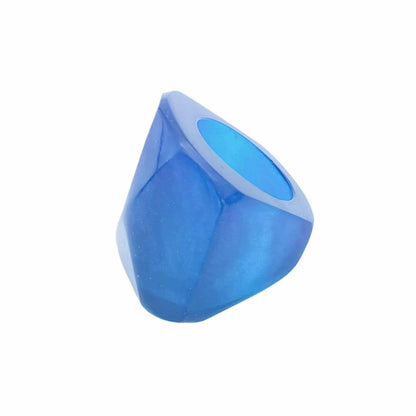 Blue Resin Square Pyramid Shape Modern Cocktail Ring Jewelry Bubble