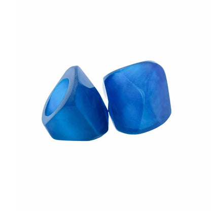 Blue Resin Square Pyramid Shape Modern Cocktail Ring Jewelry Bubble