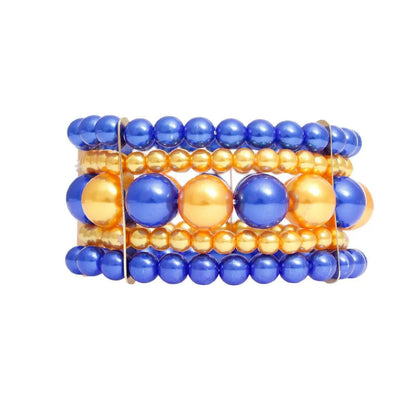 Blue and Gold Pearl Bracelet: Elegant Fashion Accessory Jewelry Bubble