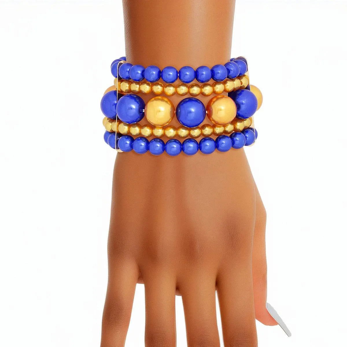 Blue and Gold Pearl Bracelet: Elegant Fashion Accessory Jewelry Bubble