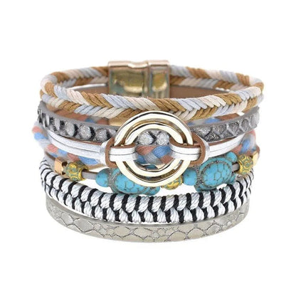 Bohemia Vegan Leather Colorful Woven Charm Bracelets Jewelry Bubble