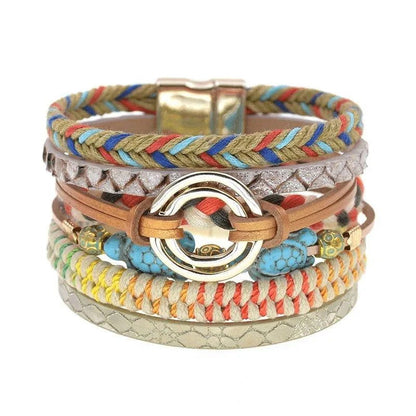 Bohemia Vegan Leather Colorful Woven Charm Bracelets Jewelry Bubble