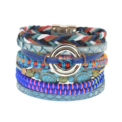 Bohemia Vegan Leather Colorful Woven Charm Bracelets Jewelry Bubble