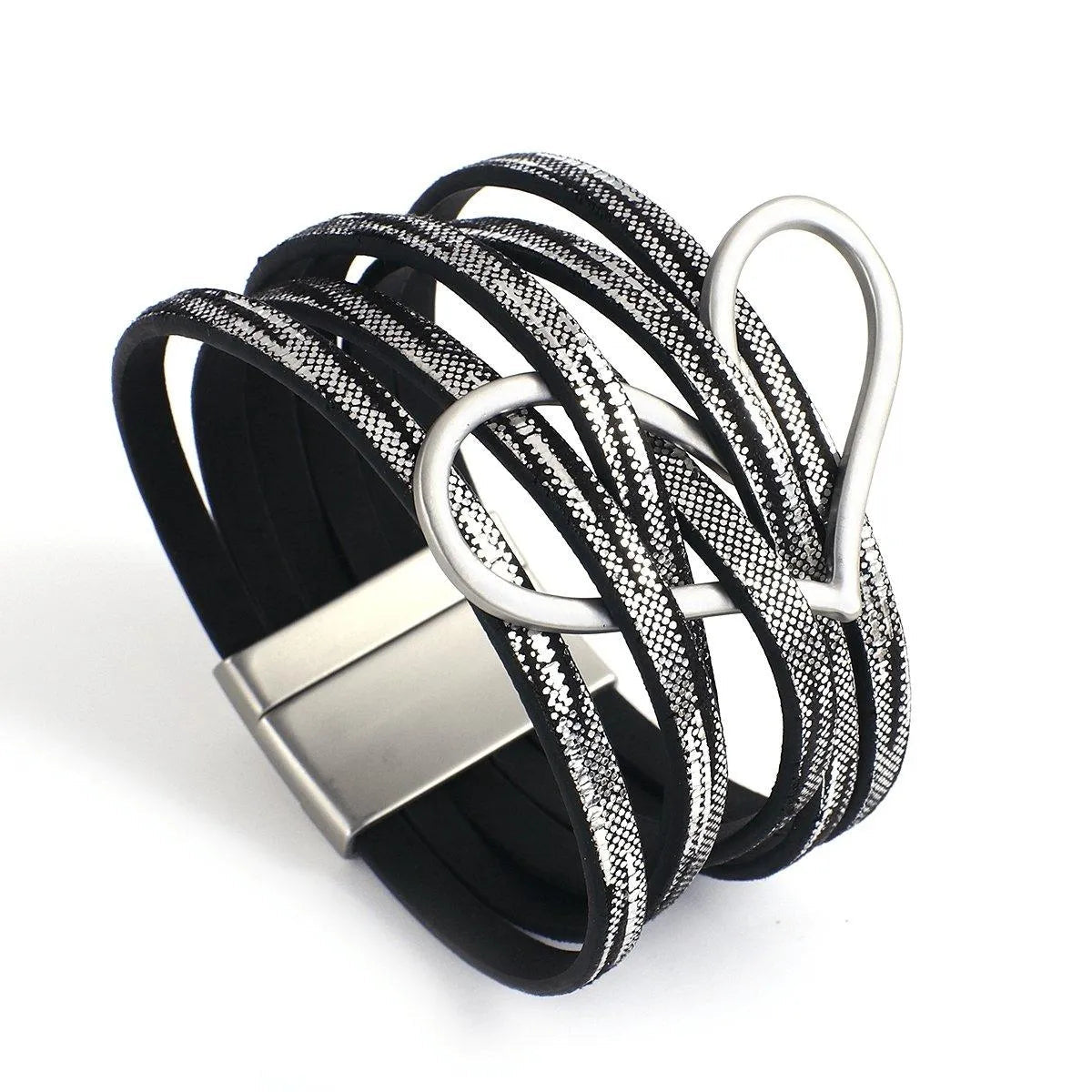 Bohemian Multi Strand Vegan Leather Magnetic Bracelet Jewelry Bubble