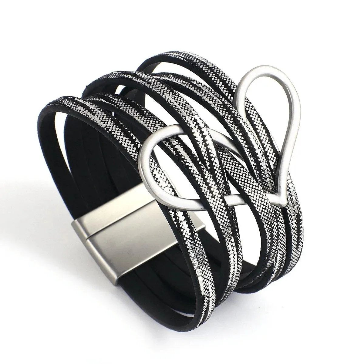 Bohemian Multi Strand Vegan Leather Magnetic Bracelet