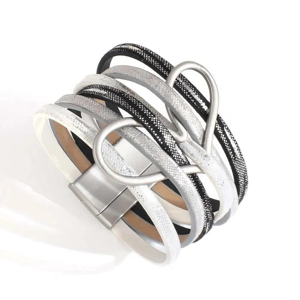 Bohemian Multi Strand Vegan Leather Magnetic Bracelet