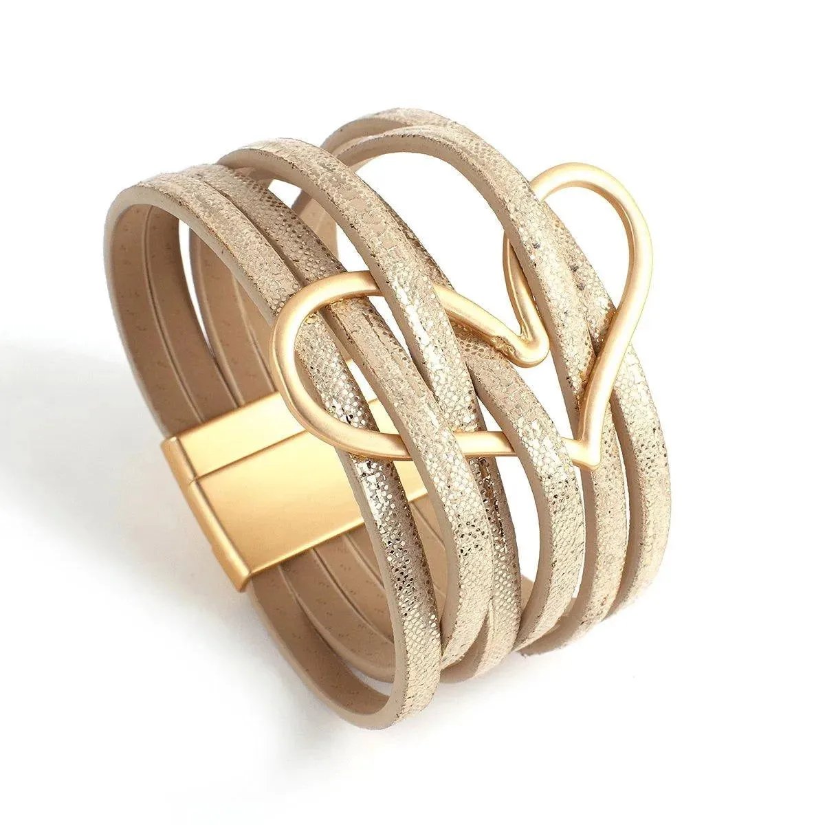 Bohemian Multi Strand Vegan Leather Magnetic Bracelet