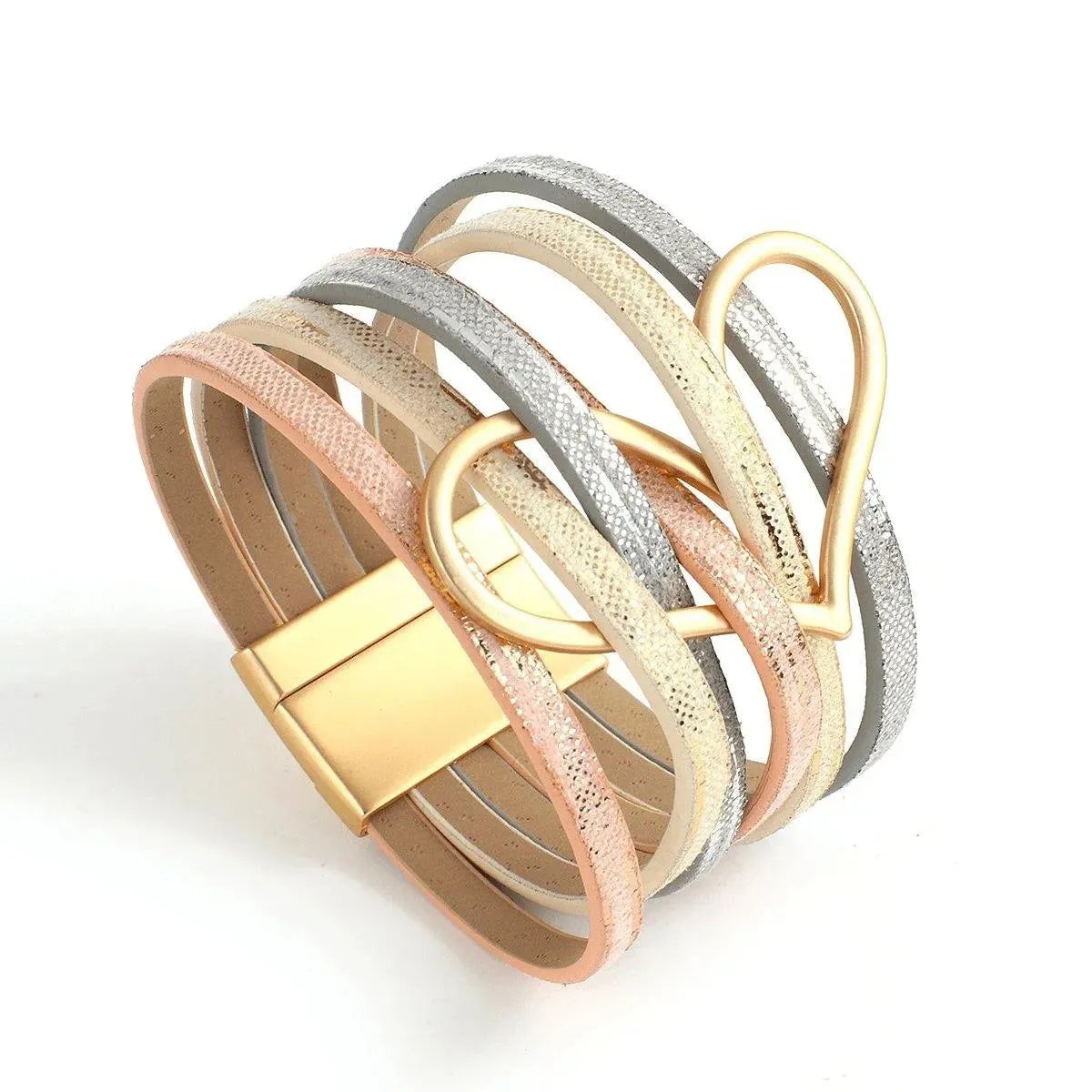 Bohemian Multi Strand Vegan Leather Magnetic Bracelet