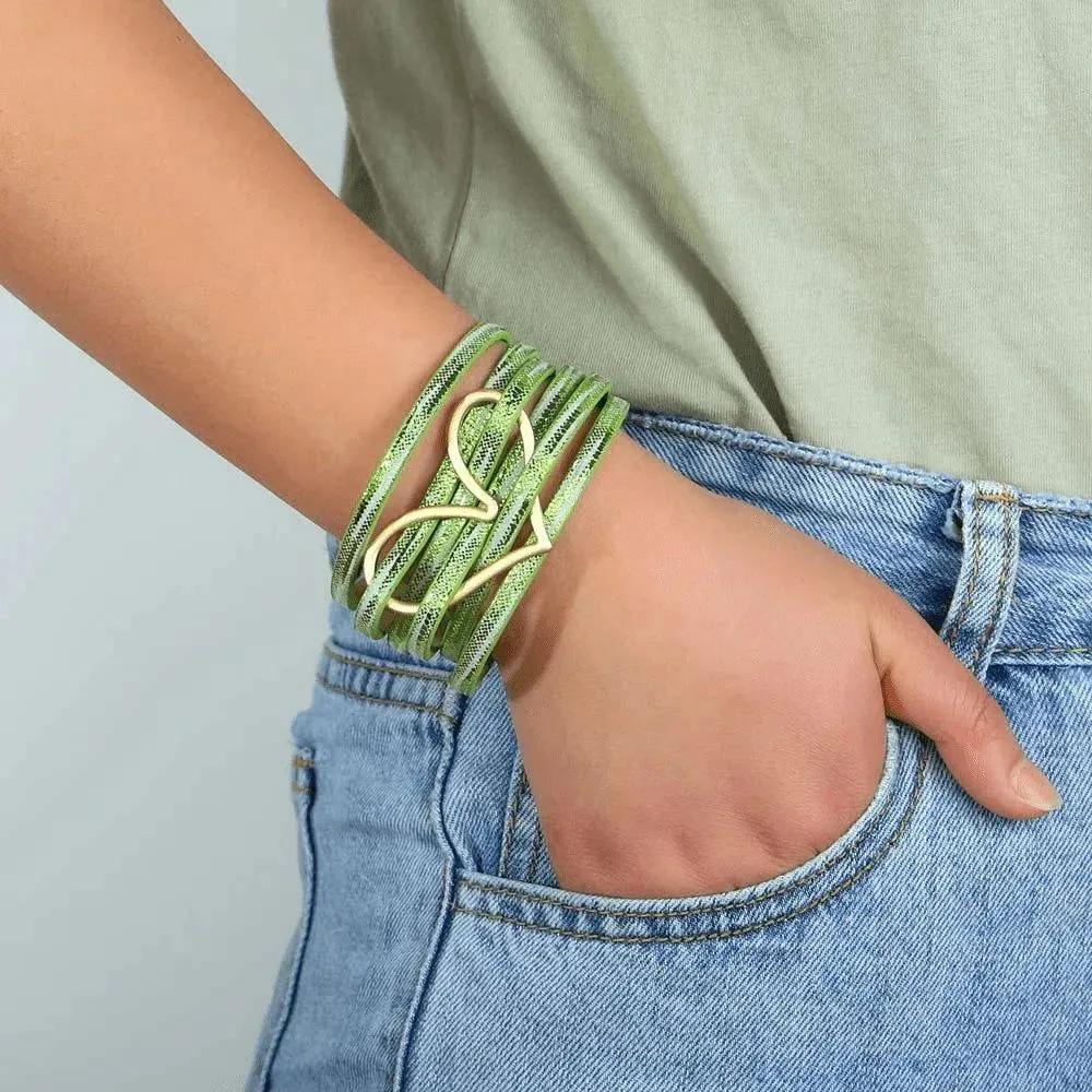 Bohemian Multi Strand Vegan Leather Magnetic Bracelet