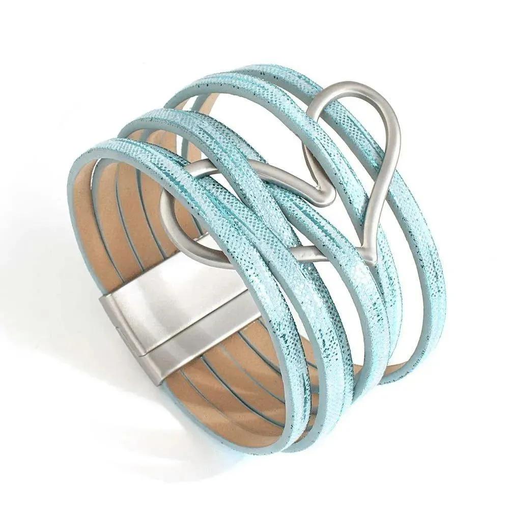 Bohemian Multi Strand Vegan Leather Magnetic Bracelet