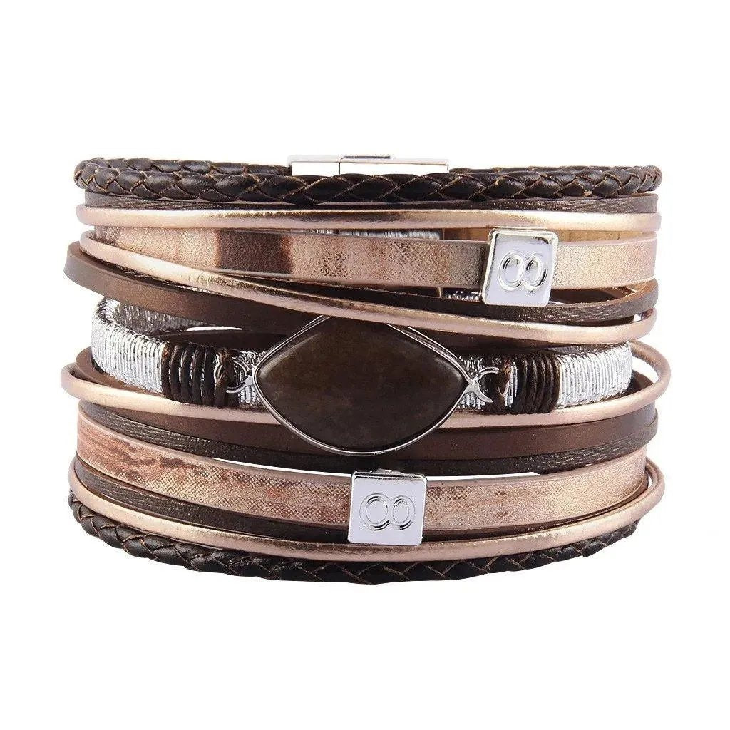 Boho Agate Multi-strand Braided Bracelet