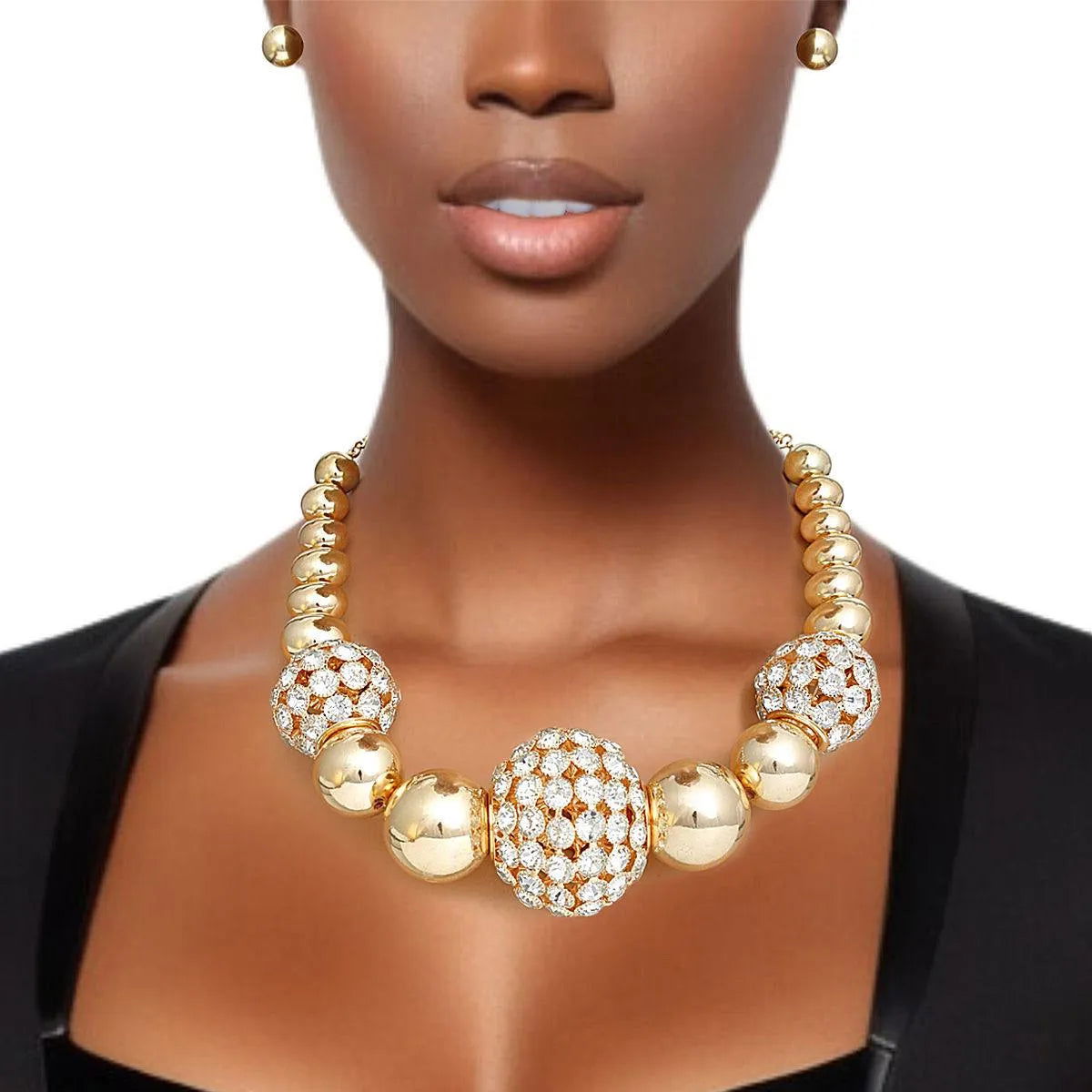 Bold Gold and Beautiful: Beaded Statement Necklace Set for Unforgettable Style Jewelry Bubble