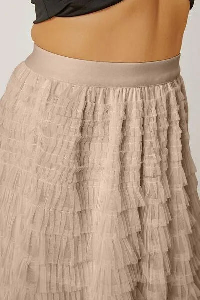 Boost Your Look with a Ruched High-Waist Tiered Skirt Jewelry Bubble