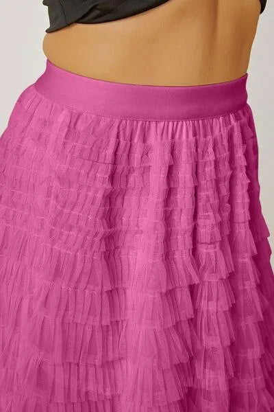 Boost Your Look with a Ruched High-Waist Tiered Skirt Jewelry Bubble