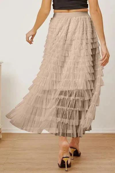Boost Your Look with a Ruched High-Waist Tiered Skirt
