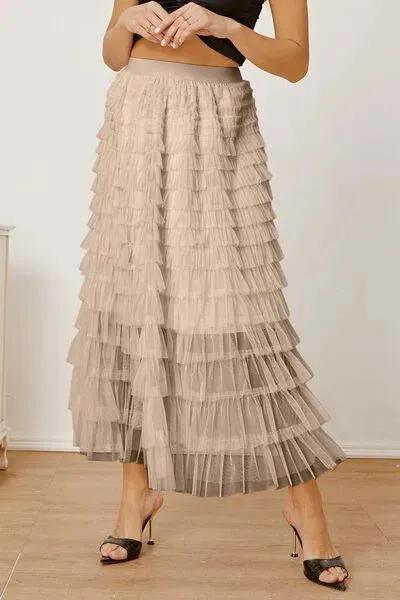 Boost Your Look with a Ruched High-Waist Tiered Skirt