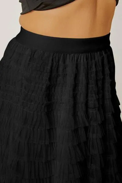 Boost Your Look with a Ruched High-Waist Tiered Skirt Jewelry Bubble