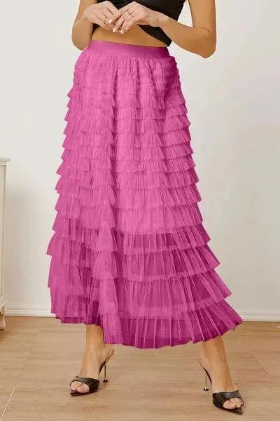 Boost Your Look with a Ruched High-Waist Tiered Skirt